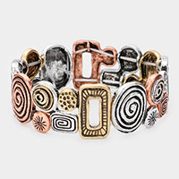 Geometric Antique Metal Stretch Bracelet