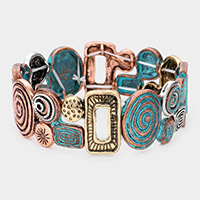 Geometric Antique Metal Stretch Bracelet