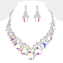 Teardrop Stone Accented Evening Necklace