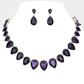Teardrop Stone Link Evening Necklace