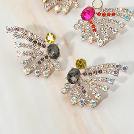 Bubble Stone Cluster Butterfly Fan Evening Earrings
