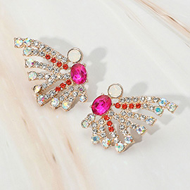 Bubble Stone Cluster Butterfly Fan Evening Earrings