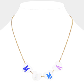 MAMA Message Glittered Lucite Heart Link Necklace