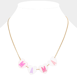 MAMA Message Glittered Lucite Heart Link Necklace