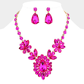 Teardrop Stone Cluster Evening Necklace