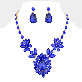 Teardrop Stone Cluster Evening Necklace