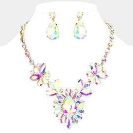 Teardrop Stone Cluster Evening Necklace