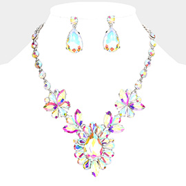 Teardrop Stone Cluster Evening Necklace