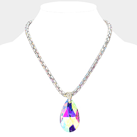 Teardrop Pendant Bling Necklace