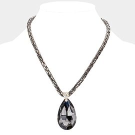 Teardrop Pendant Bling Necklace