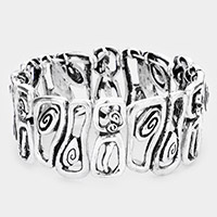 Abstract Antique Metal Stretch Bracelet