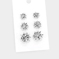 3PAIRS - Christmas Bow Stud Earrings