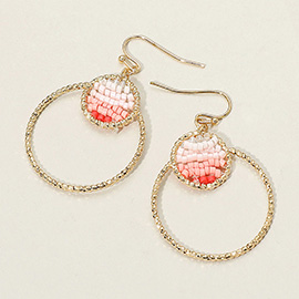 Open Metal Circle Beads Embellished Dangle Earrings