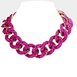 Stone Embellished Chunky Chain Necklace
