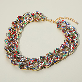 Stone Embellished Chunky Chain Necklace