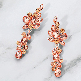 Multi Stone Cluster Vine Dangle Evening Earrings