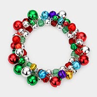 Christmas Bell Faceted Beads Stretch Bracelet