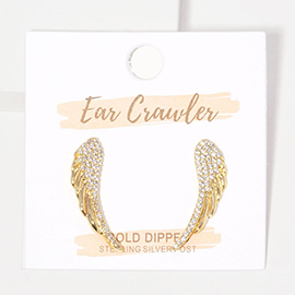Gold Dipped Stone Paved Angel Wing Ear Crawlers