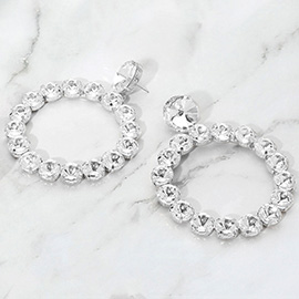 Round Stone Link Evening Earrings