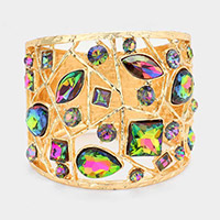 Multi Stone Embellished Hinged Bracelet