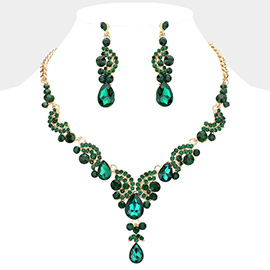 Teardrop Stone Accented Evening Necklace