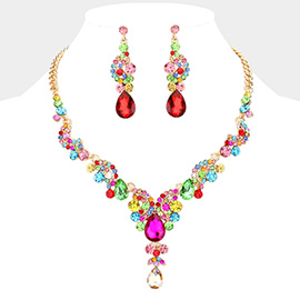 Teardrop Stone Accented Evening Necklace