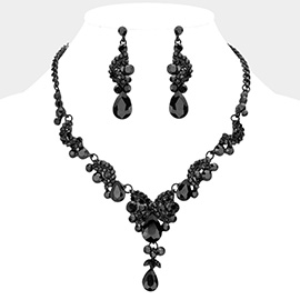 Teardrop Stone Accented Evening Necklace