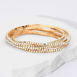 6PCS - Rhinestone Multi Layered Stretch Evening Bracelets