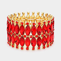 Marquise Stone Embellished Evening Bracelet