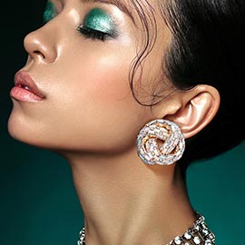 Cylinder Stone Embellished Round Post Earrings