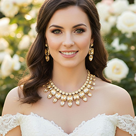 Multi Stone Cluster Evening Necklace