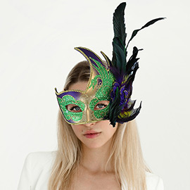 Mardi Gras Masquerade Venetian Feather Mask