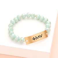 God is Greater Than The Highs And The Lows Metal Bar Faceted Beaded Stretch Bracelet