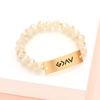 God is Greater Than The Highs And The Lows Metal Bar Faceted Beaded Stretch Bracelet