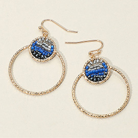 Open Metal Circle Beads Embellished Dangle Earrings