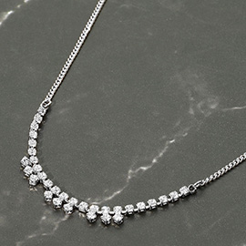 Brass Metal Rhinestone Pendant Necklace