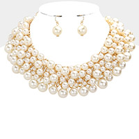 Pearl Cluster Collar Necklace