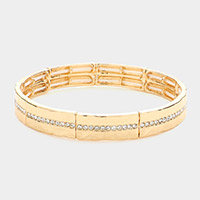 Rhinestone Embellished Metal Stretch Bracelet