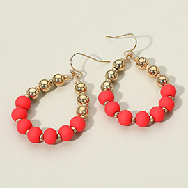 Colored Ball Pointed Open Teardrop Dangle Earrings