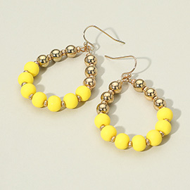 Colored Ball Pointed Open Teardrop Dangle Earrings