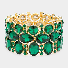 Multi Stone Cluster Evening Stretch Bracelet