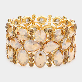 Multi Stone Cluster Evening Stretch Bracelet