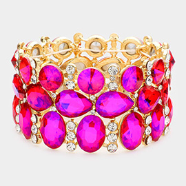 Multi Stone Cluster Evening Stretch Bracelet