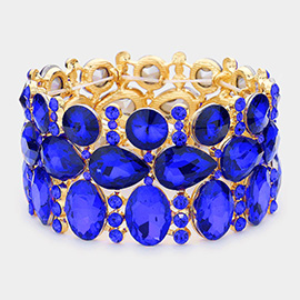 Multi Stone Cluster Evening Stretch Bracelet