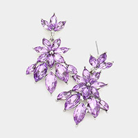 Marquise Stone Cluster Dangle Evening Earrings