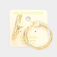 14K Gold Dipped Triple Layered Metal Hoop Earrings