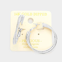 14K White Gold Dipped Triple Layered Metal Hoop Earrings