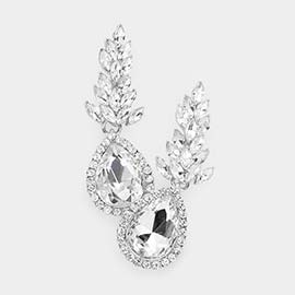 Teardrop Stone Accented Dangle Evening Earrings