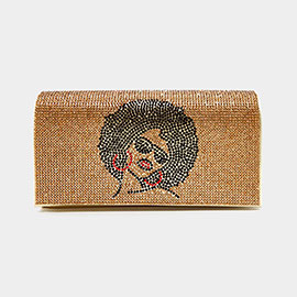 Bling Afro Girl Evening Clutch Crossbody Bag