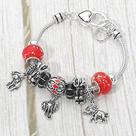 Elephant Charm Multi Bead Bracelet